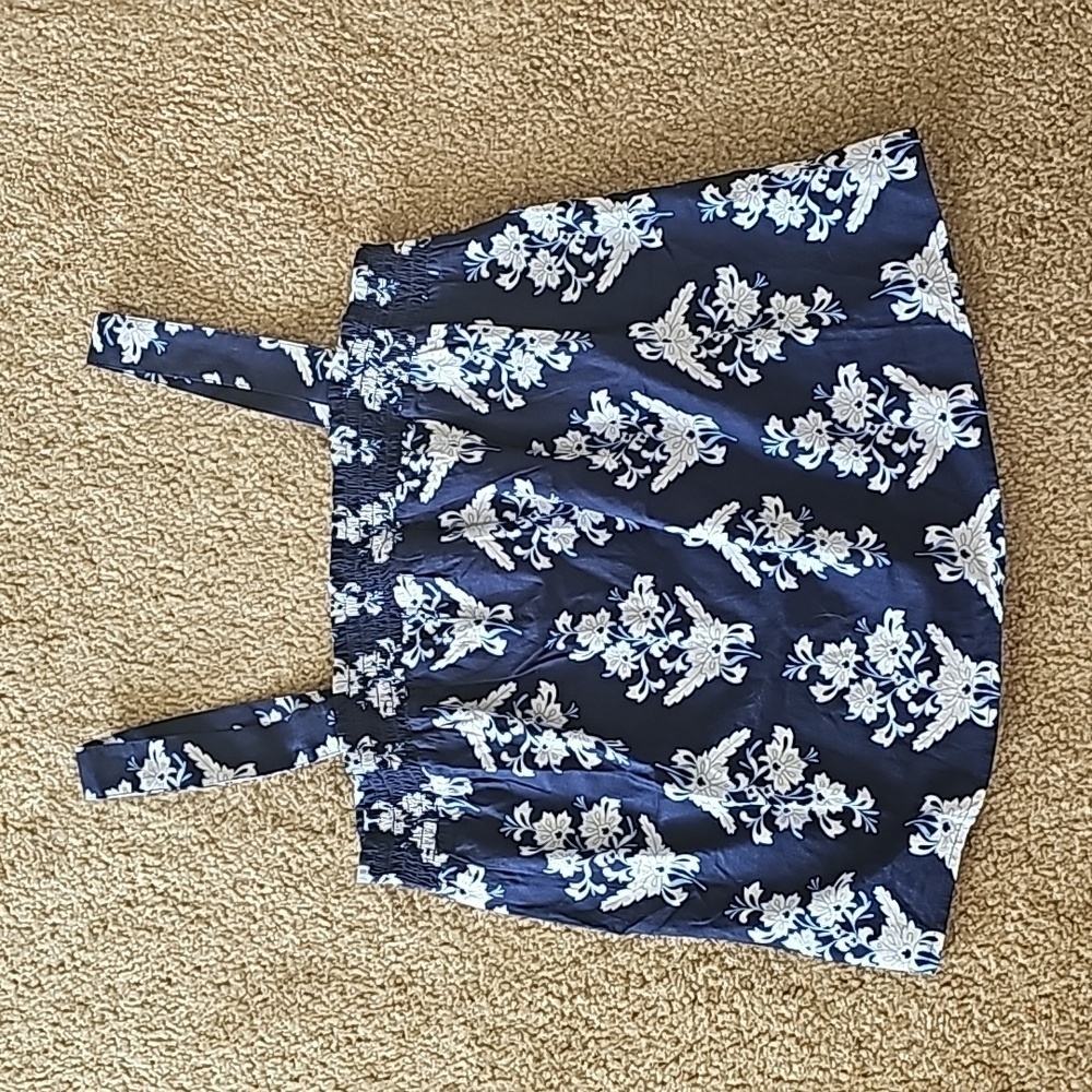 J. Crew women's Block-print squareneck smocked tank top NEW